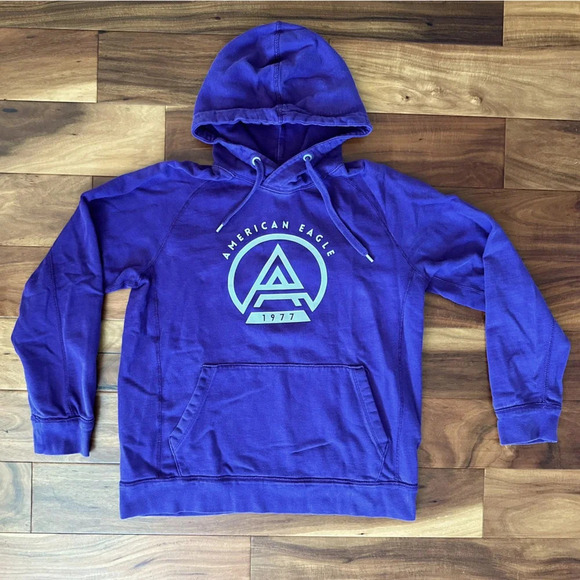 American Eagle 1977 Purple Hooded Sweatshirt size Medium - Picture 1 of 3